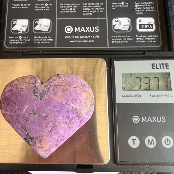 Natural Raw‎ Purpurite Heart Carving (1) - Picture 8 of 8